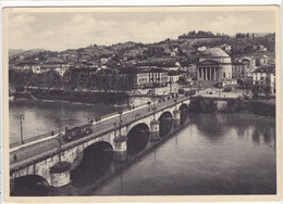 18719 " TORINO-PONTE SUL PO E CHIESA DELLA GRAN MADRE DI DIO " ANIMATA -TRAMWAY-VERA FOTO-CART. POST. SPED.1955 - Ponti