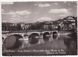 18720 " TORINO-PONTE VITTORIO E CHIESA DELLA GRAN MADRE DI DIO " ANIMATA -TRAMWAY-VERA FOTO-CART. POST. SPED.1952 - Ponti