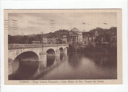 18723 " TORINO-PONTE VITTORIO EMANUELE E GRAN MADRE DI DIO:TEMPIO DEI  " ANIMATA-TRAMWAY-VERA FOTO-CART. POST. SPED.1936 - Bridges