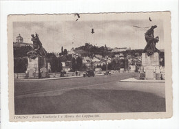 18726 " TORINO-PONTE UMBERTO I E MONTE DEI CAPUCCINI " ANIMATA-AUTO ANNI '30-VERA FOTO-CART. POST. SPED.1935 - Pontes