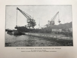 Planche Usine Industrie Grue Port Bateau Charbon à Saint Nazaire - Macchine