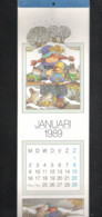 Volledige Kalender 1989 - 12 Illustraties (postkaarten) Van J. MOERMAN - JAKLIEN - Met Aangepast Rijmpje   (JM- K 1989) - Grand Format : 1981-90