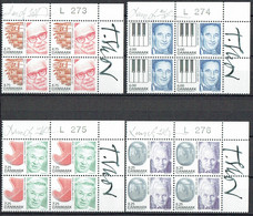 Lars Sjööblom. Denmark 2007.  Personalities. Michel 1477-1480 Plate Blocks MNH. Signed. - Blocchi & Foglietti