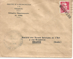 France Enveloppe Cachet Linéaire  StéChemin De Fer  Français- Cachet Pontarlier Paris -Doubs-1942 - Handstempel