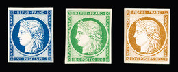 Essai,(*) Essais Sur Papier Cartonné 10c Bistre, 15c Vert Et 15c Bleu, Type Cérès, TTB - 1849-1850 Cérès