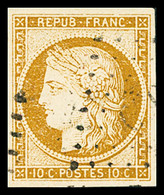 Obl N°1 10c Bistre-jaune, Variété Cadre Brisé, Obl., TB. Signé Scheller, A. Brun - 1849-1850 Cérès