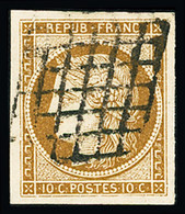 Obl N°1c 10c Bistre-verdâtre Foncé, Obl. Grille, TTB - 1849-1850 Cérès