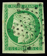 Obl N°2 15c Vert, Belles Marges, Obl. étoile Propre, TTB - 1849-1850 Cérès
