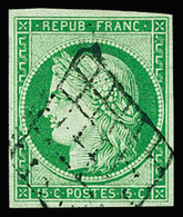 Obl N°2 15c Vert, Obl. Grille, TTB. Cert. Calves - 1849-1850 Cérès