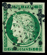 Obl N°2b 15c Vert Foncé, Obl. étoile De Paris. TB. Signé A. Brun Et Scheller - 1849-1850 Cérès