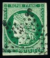 Obl N°2b, 15c Vert Foncé, Obl. étoile, TB. Certificat Calves - 1849-1850 Cérès