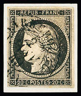 Obl N°3, 20c Noir Sur Jaune, Timbre Détaché, OBL T15 "Sarrebourg (52) 2 Janv 49", Rare Et TB. Signé A.Brun - 1849-1850 Cérès
