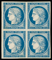 Bloc De 4,* N°4 25c Bleu En Bloc De 4, Neuf * (infime Clair De Charnière), TB, RR. Signé A.Brun, Cert. Calves - 1849-1850 Cérès