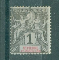 SAINT-PIERRE ET MIQUELON - N°59* MH SCAN DU VERSO. Timbres D'Octobre 1892. Papier Teinté.. - Used Stamps