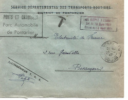 France Enveloppe  Taxe Simple Ponts Et Chaussées  Pontarlier Lot De 2 - 1859-1959 Usados