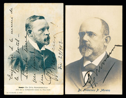 Lettre 2 Cartes Postales Verticales Avec Effigies Et Signatures Autographes De P.Moreno Et D'Otto Nordenskjold. B/TB - Andere & Zonder Classificatie