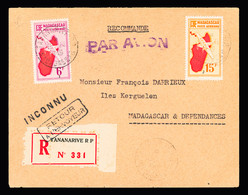 Lettre Madagascar PA N°21 +24 OBL Tananarive RP (26.10.49) Sur Lettre Recommandée Avec Au Verso Transit Diego Suarez Et  - Andere & Zonder Classificatie