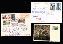 Lettre Lettre Recommandée D'Antibes (10.4.1958) Avec Arrivée Au Recto Kerguelen (10.4.1958) + TAAF N°11, 10F Chou OBL Ke - Andere & Zonder Classificatie