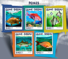 2017 GUINEA-BISSAU MNH FISHES  |  Yvert&Tellier Code: 7298-7302  |  Michel Code: 9565-9569 - Guinea-Bissau