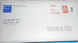 Enveloppe PAP - Prio "FONDATION DE FRANCE" - PAP : Risposta