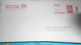 Enveloppe PAP - Prio "PETITS FRERES DES PAUVRES" - Prêts-à-poster: Réponse