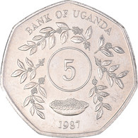 Monnaie, Ouganda, 5 Shillings, 1987, TTB+, Nickel Plaqué Acier, KM:29 - Oeganda