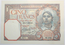 Algérie - 5 Francs - 1929 - PICK 77a.2 - SPL - Algérie