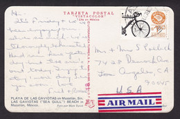 Mexico: Picture Postcard To USA, 1978, 1 Stamp, Bike Export, Bicycle, Uncommon Air Label, Card: Mazatlan (traces Of Use) - Mexico