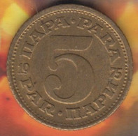@Y@    Jugoslavie   5  Dinari  1975     (4713) - Yugoslavia