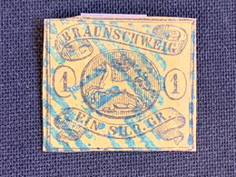 Allemagne Braunschweig 1s. Noir Sur Jaune Oblitéré 1853-1865 No 7 Yvert Avec Charnière - Braunschweig