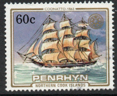 Penrhyn 1984 Sailing Ships 60c Definitive, Used, SG 348 (BP2) - Penrhyn