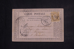 FRANCE- Carte Précurseur De Langres Pour Pezenas En 1873, Affranchissement Cérès 15ct, GC 1947 - L 134661 - Cartes Précurseurs