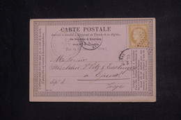 FRANCE- Carte Précurseur De Paris Pour Epinal En 1876, Affranchissement Cérès 15ct, Oblitération étoile - L 134662 - Cartes Précurseurs