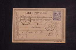 FRANCE- Carte Précurseur De Evreux Pour Breteuil/Iton En 1876, Affranchissement Sage 15ct - L 134666 - Precursor Cards