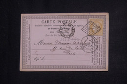 FRANCE- Carte Précurseur Pour Paris En 1874, Affranchissement Cérès 15ct, Oblitération Ambulant - L 134668 - Cartes Précurseurs