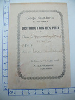 Collège ST Bertin - ST-OMER (62) 1er Prix De Gymnastique 1928 - Diplômes & Bulletins Scolaires