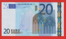 006 - BILLET 20 EUROS 2002 NEUF Signature WIM DUISEMBERG  N° U06113351372 - Imp L004F1 - 20 Euro