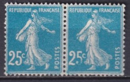 1907 - PAIRE SEMEUSE VARIETE "25 C" PARTIELLEMENT EFFACE - YVERT N°140 * MLH - - Ongebruikt