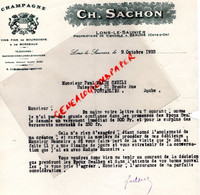 21- BEAUNE-39-LONS SAUNIER-LETTRE CH. SACHON-PROPRIETAIRE CHAMPAGNE BOURGOGNE-1933-MAUL MAIRE SEBILE PONTARLIER - Alimentaire