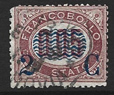 ITALIA, REGNO 1878, FRANCOBOLLO DI STATO 2C SU 0,05 USATO - Usati