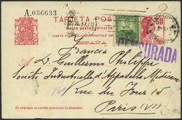 Entero Postal - Edi O 72A - Variedad Numeración Desplazada A Paris + Censura - 1931-....