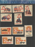 JEZDÍM BEZ NEHODY - DRIVE WITHOUT ACCIDENT - CAREFUL IN TRAFFIC - ROAD SAFETY Matchbox Labels Czechoslovakia 1964 - Zündholzschachteletiketten