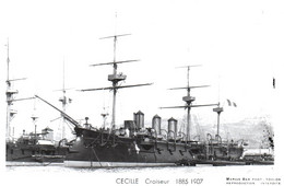 14765  Bateau Guerre "  CECILLE CROISEUR 1885   1907   "  ( Recto-Verso) Marius Bar Toulon - Guerra