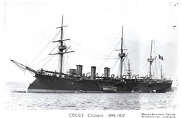 14764  Bateau Guerre "  CECILLE CROISEUR 1885   1907   "  ( Recto-Verso) Marius Bar Toulon - Guerra