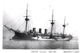 14763  Bateau Guerre "  CECILLE CROISEUR 1885   1907   "  ( Recto-Verso) Marius Bar Toulon - Guerra