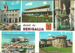 Senigallia (Ancona) Vedute: Rocca Della Rovere, La Rotonda E Fontana Del Nettuno (Statua Del Monco) - Senigallia