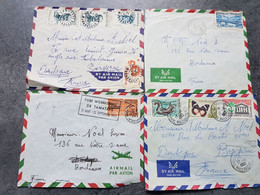 Lot De 4 Lettres Par Avion De Tamatave Madagascar Pour La France /flamme Foire International 1963 - Lettres & Documents