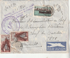 Nouvelle Calédonie  Lettre Avion Nouméa 10/3/1950 Cachet Et Griffe Inscription Maritime  Pour Sète Hérault - Lettres & Documents