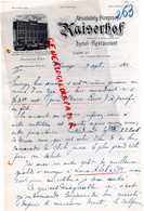 ETATS UNIS AMERIQUE- CHICAGO- RARE LETTRE HOTEL RESTAURANT KAISERHOF-ROESSLER & TEICH- PROPRIETORS-1911 - United States