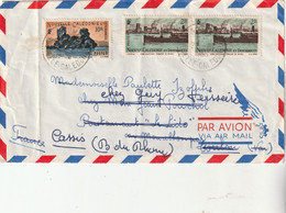 Nouvelle Calédonie  Lettre Avion Nouméa 22/8/1956 Pour Toulon Réexpédiée Cassis - Cartas & Documentos